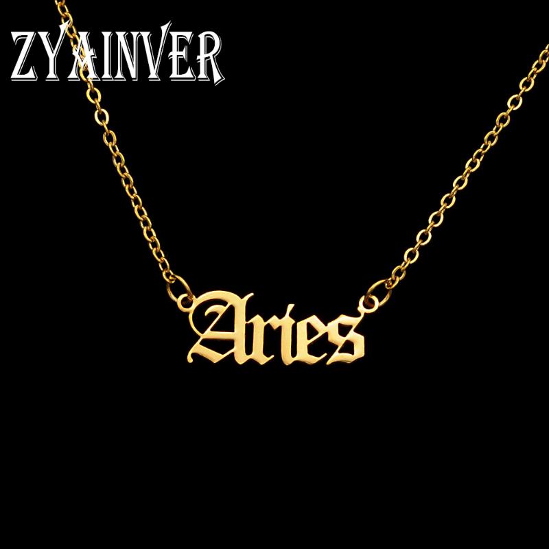 

Chains 12 Zodiac Letters Pendant Necklace Old English Scorpio Aries Taurus Gemini Cancer Leo Choker Horoscope Signs Friendship