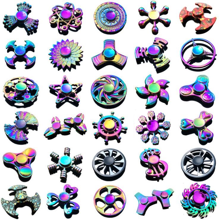 

Rainbow metal fidget spinner star flower skull dragon wing hand spinner for Autism ADHD decompression anxiety stress EDC fidget toy