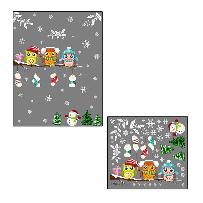 

Wall Stickers Colorful Christmas Sticker Removeble Cute Cartoon Window Decals Romantic Xmas Theme Party Decoration Decorate JA