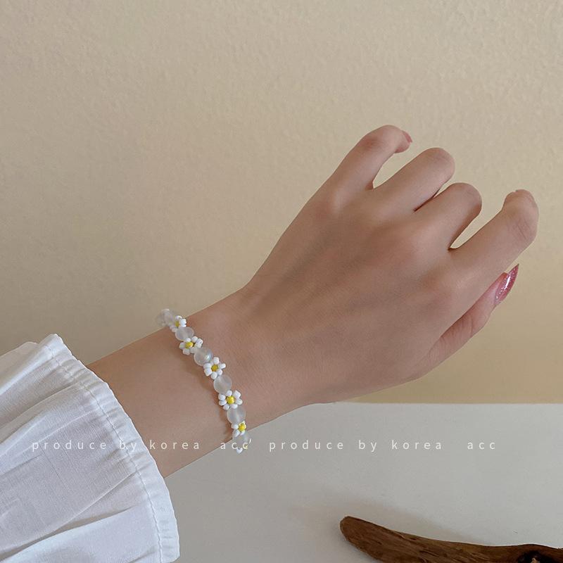 

Link, Chain Korean Ins Simple Style Acrylic Flower Bracelet Summer Fresh Temperament Honey Hand Ornament Fairy Crystal Jewelry