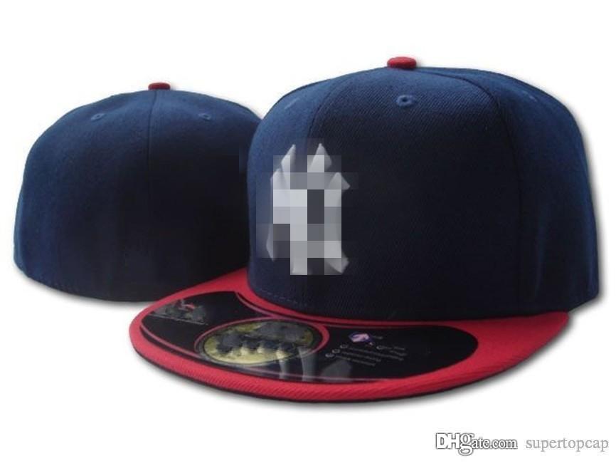 

2021 Men's Fitted Hats Flat Brim Hat Gorras Bones Masculino Sport Summer Size Caps Chapeau On Field N YorkClassic Navy Red Blue