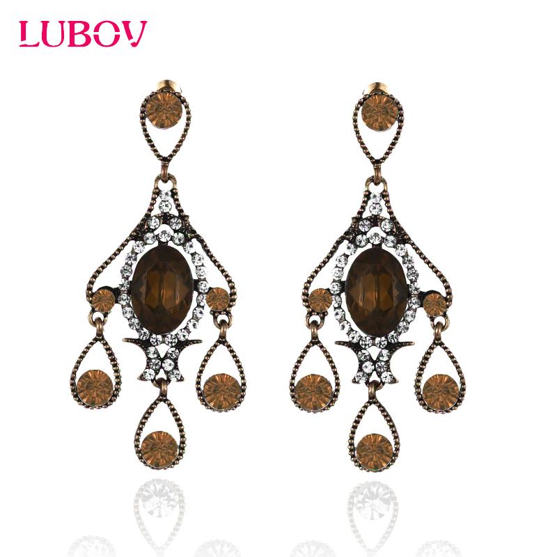 

Dangle & Chandelier LUBOV Colorful Crystal Stone Flower Drop Earrings Shining Rhinestone Decoration Luxury Women Jewelry 2021