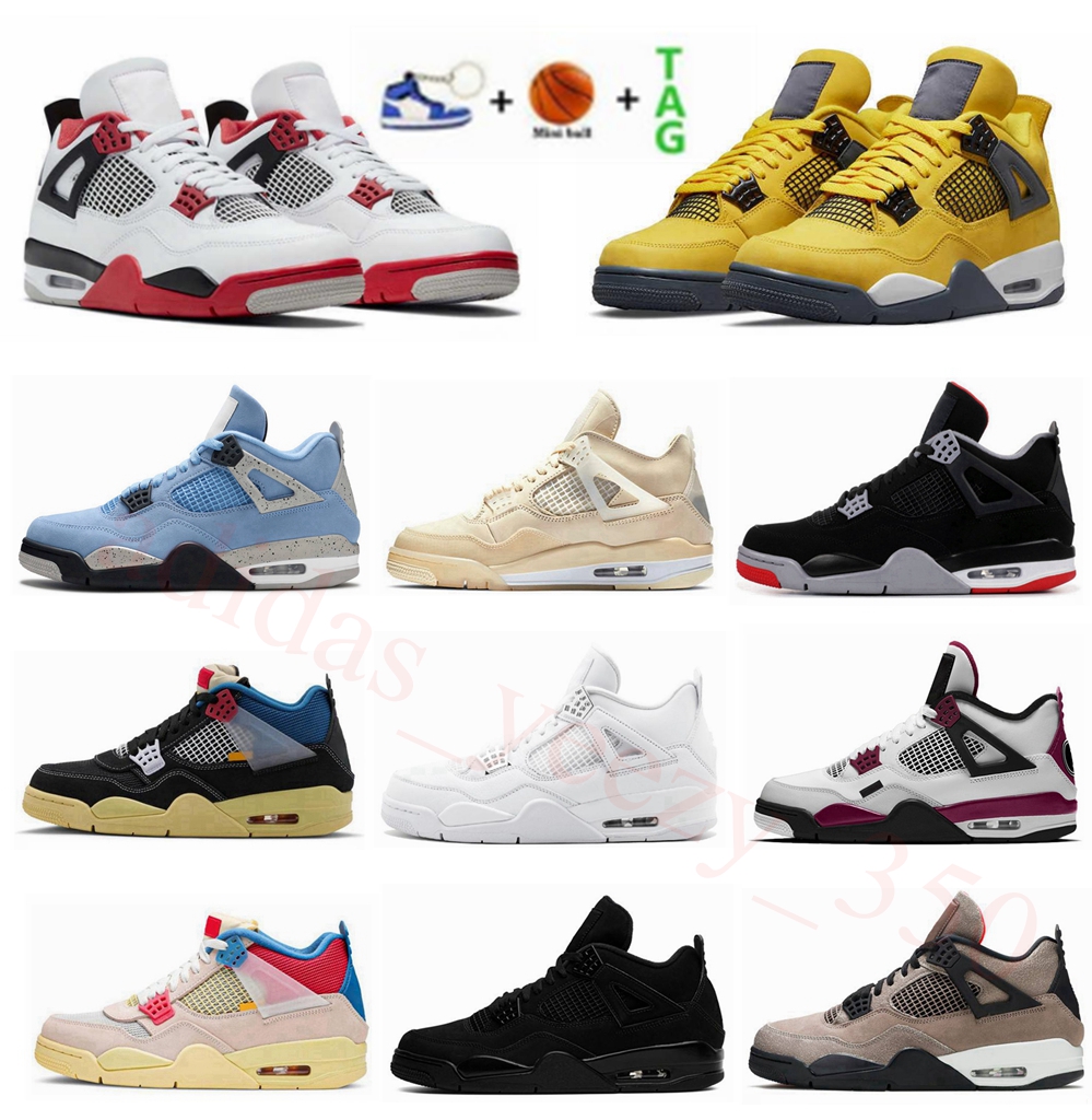 

University Blue Jumpman 4 men basketball shoes high og 4s Fire Red Black Cat White Oreo Sail Lighting Red Thunder sneaker women trainers with tag miniball keychain