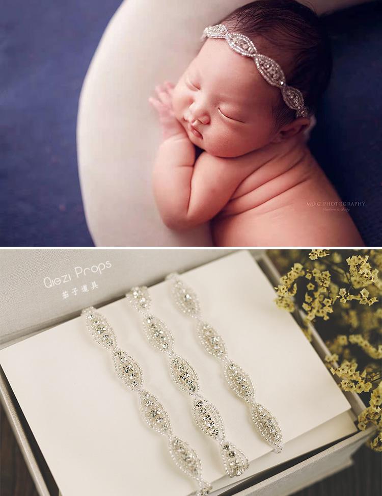 

Hair Accessories Born Baby Headband Pography Props Camellia Garland Full Moon 100 Days Party Studio Headdress, Slivery;white