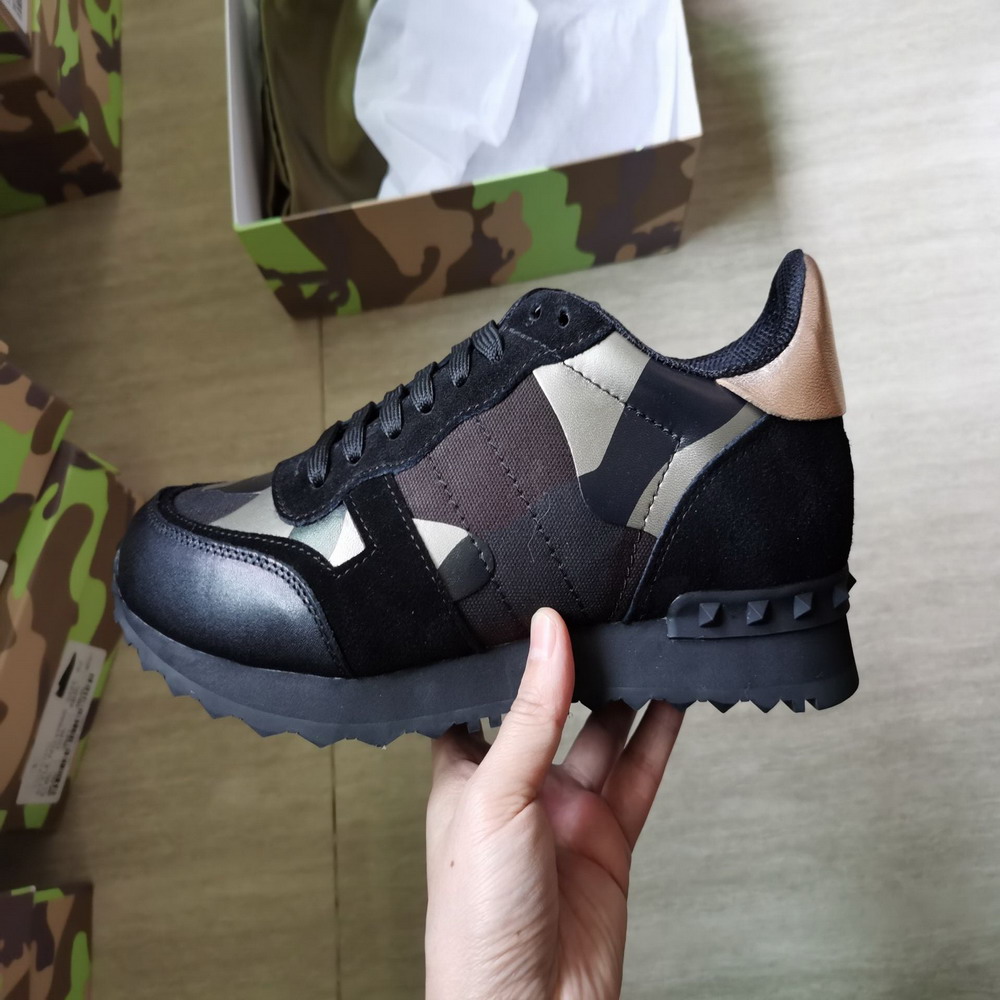 

Men Women Dress Shoes Star Studded Casual Mesh Leather Camouflage Studded Shoe Combo Stars Rockrunner Metallic Lace-up Shoes 35-46, Black