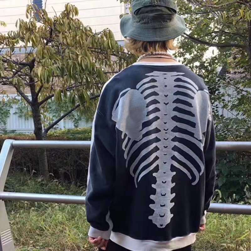 

2021 New Hoodie Keleton Bone Men Women Best-quality Sweatshirts Oversize Streetwear Hip Hop Harajuku Kapital Pullover W40g, White and black