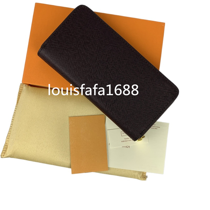 

Fashion women clutch wallet pu leather wallet single zipper wallets lady ladies long classical purse with orange box card 60017, Coffee grid
