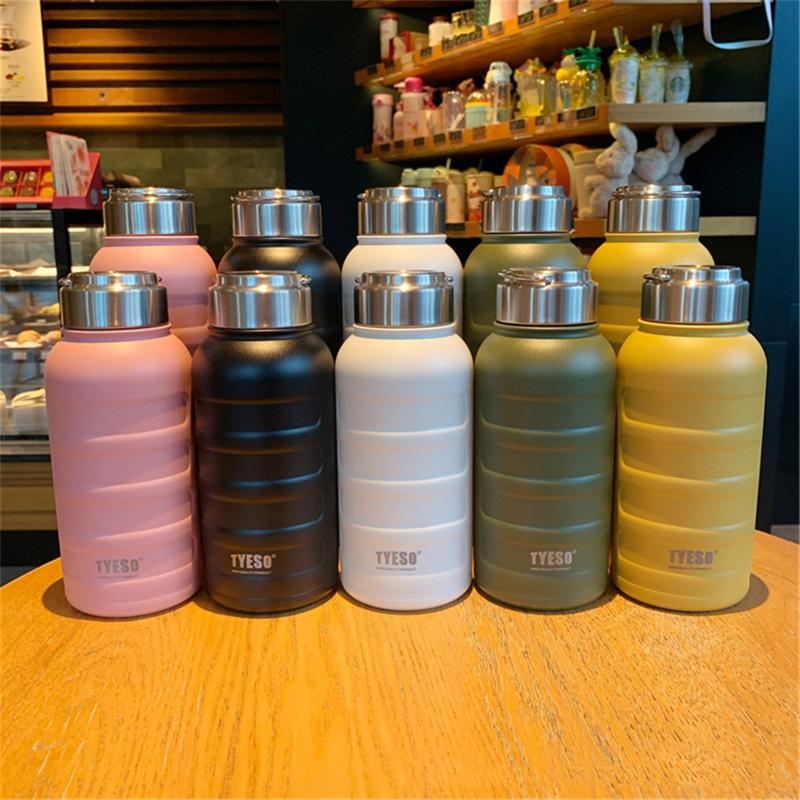 

Water Bottle TYESO Large Capacity 304 Stainless Steel Portable Cup Heat-resistant Space Vacuum Flask For Outdoor Sport, White