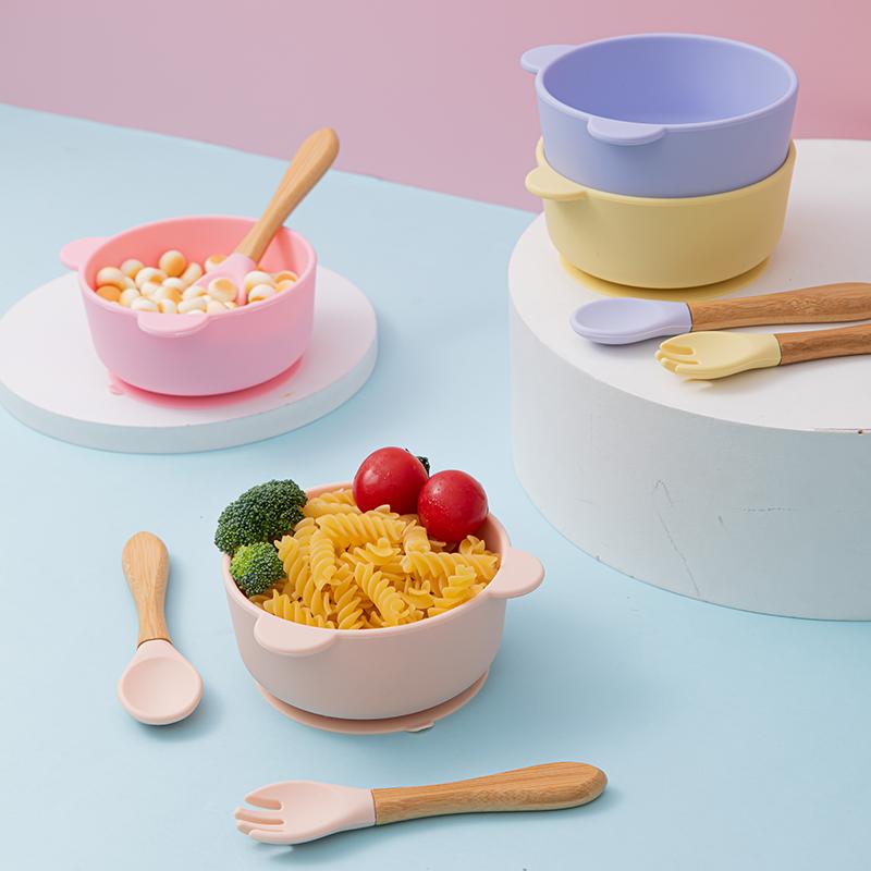 

Cups, Dishes & Utensils Baby Feeding Tableware Plates Learning Waterproof Spoon NonSlip Solid Feedings Silicone Bowl Products