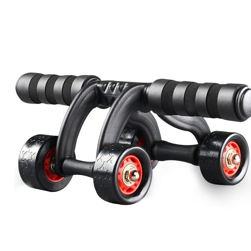 

4-Wheel Abdominal AB Rollers Gym Home Muscle Training Portable Trainer Household Fitness Equipments Accessories ABS Floor Sport Machines Power CoreTrainers, Black