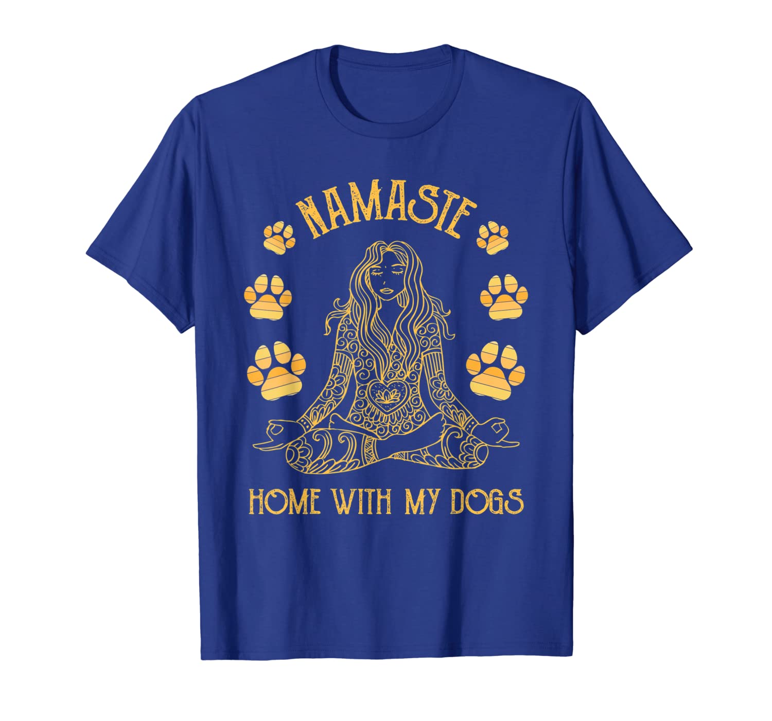 

namaste home with my dog funny yoga t-shirt, White;black