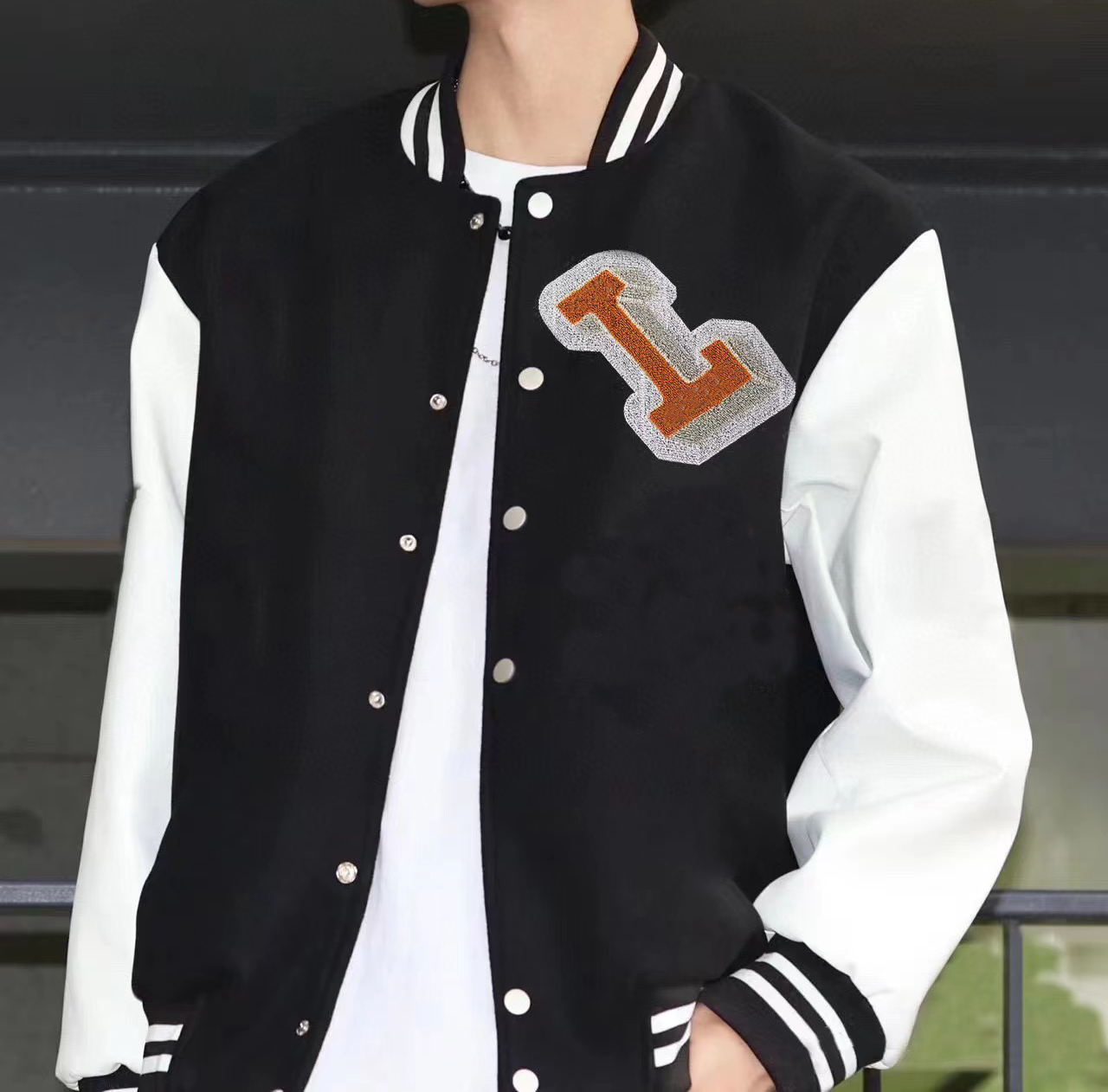 

SS hip hop fashion jacket men and women designer trend baseball uniform tops mens lightweight composite zipper slim long sleeves, Black