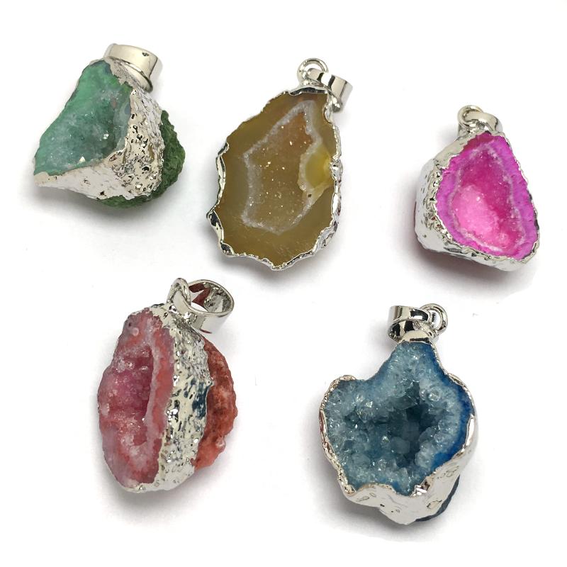 

Charms Natural Stone Irregular Shape Pendants Fashion Crystal Pendant For Jewelry Making Supplies DIY Necklace Accessories Size 18x28mm, Bronze;silver