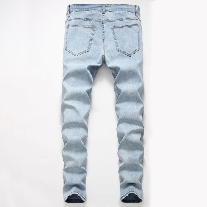 

2021 Summer New of Young Fly Men Slim Leggings Trend Waist Hole Pencil 2v0w, Blue