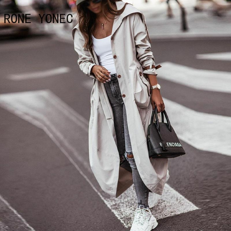 

Women' Trench Coats Women Casual Solid Single Breasted Pocket Design Belted Hem Coat Jacket, Gray