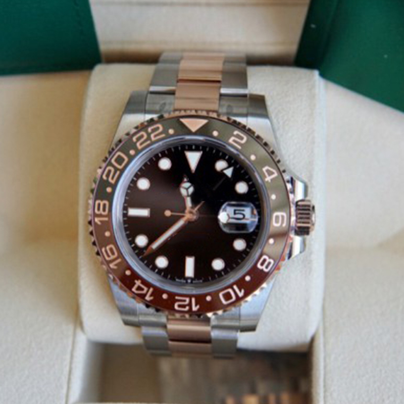 

Newly Listed V3 Version Black/Gold/Rose Gold GMT Deluxe Watch 40MM Cola Ceramic Rotating Bezel Blue Magnifier Asia 2813 Automatic Movement 1, Slivery;brown