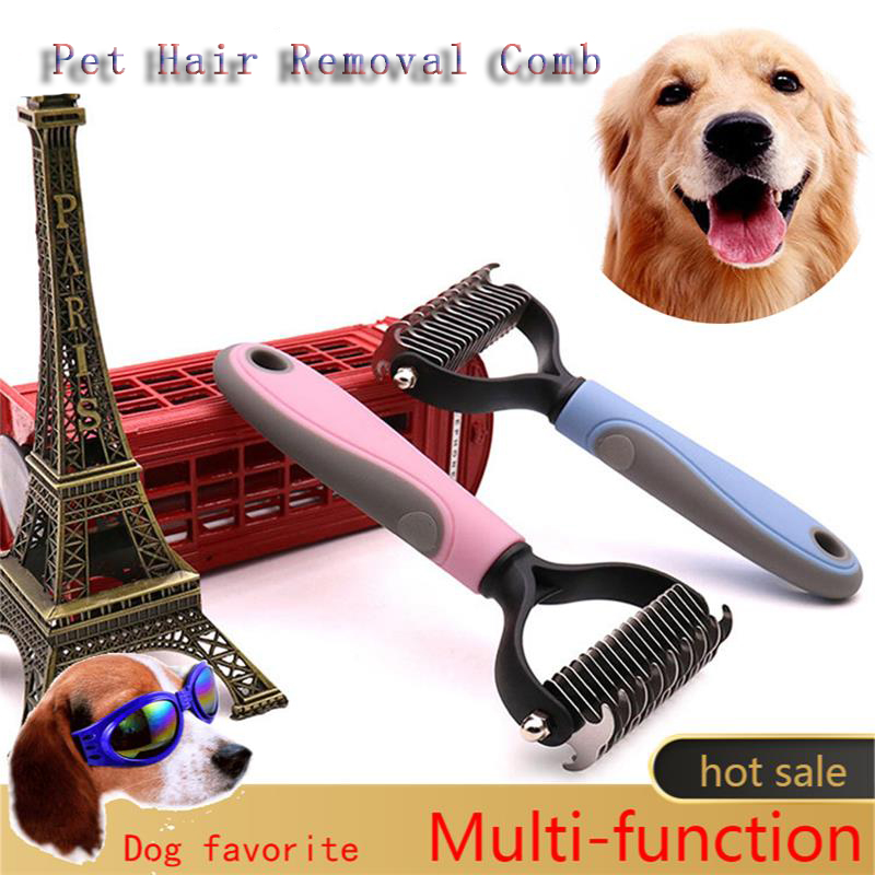 

Pet Hair Shedding Comb Hair Removal Comb for Dog Cat Open Knot Knife Brush Tool Dog Flea Combs Fur Shedding Finishing Combs With OPP Bags Free DHL, Pink