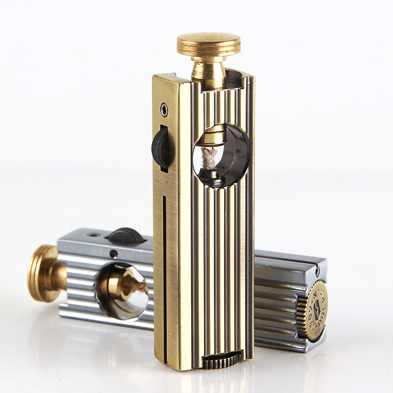 

New Outdoor Gasoline Lighter Trenches Gas Pure Copper Cigarette Petrol Flint Lighter Free Fire Inflated Kerosene
