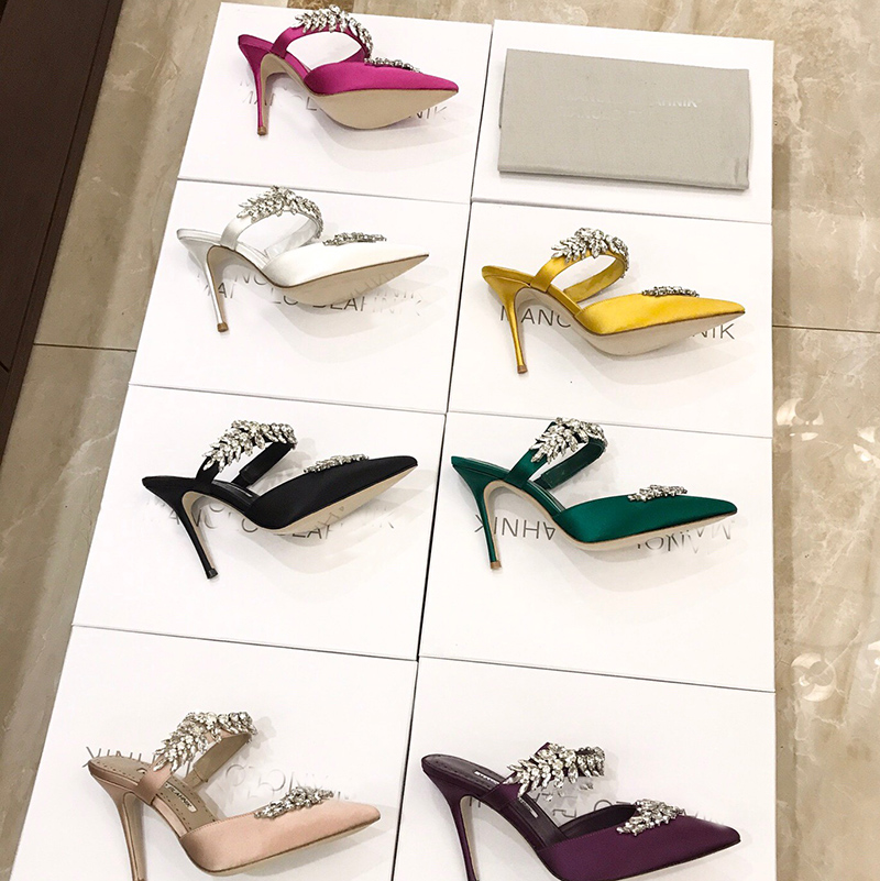 

Summer Luxury Designer heels womens sandals Top quality Fashion shoes Rhinestone Button slipper Genuine Leather sole 9CM High heeled women shoe sandal slippers, Red