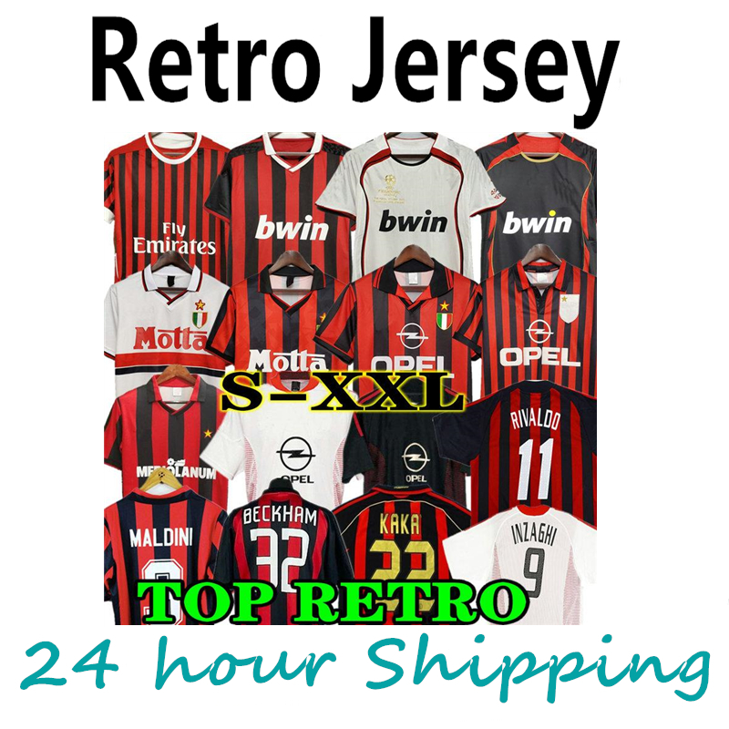 

KAKA 90 91 Retro home shirts 96 97 Gullit SOCCER JERSEY 02 03 04 Maldini Van Basten football RONALDO Inzaghi AC 06 07 MILAN 09 10 SHEVCHENKO soccer jerseys, 9394 home