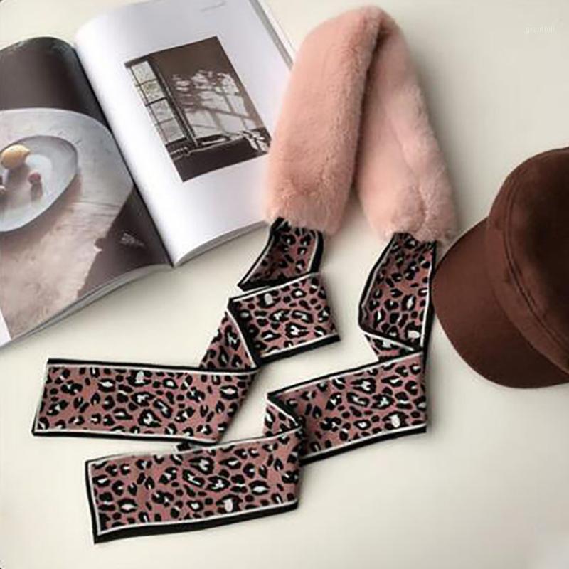 

Scarves Women Splice Neckerchief Leopard Print Scarf Bowknot Winter Easy Matching Faux Fur Fashion Soft Warm, Blue;gray