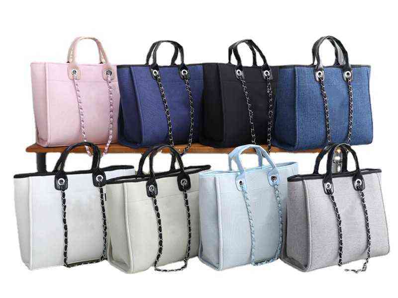 

Women's bag fashion one shoulder portable large capacity chain canvas beach bag 966