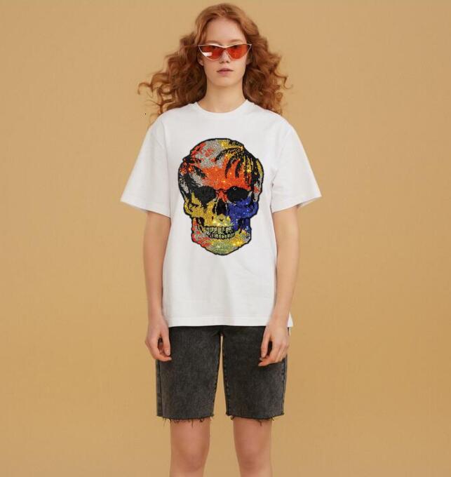 

2021 New Diamond Stone Women Cotton Casual Cool t Shirt for Lady Young Girl Top Tee Hot Drill Drop Ship Tshirt Kqkb, White