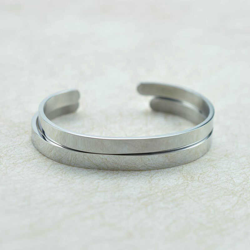 

2020 Fashion Classic High Quality Mirror Stainless Steel Open Bracelet with Adjustable Size for Men and Women Bracelets Jewelry Q0719