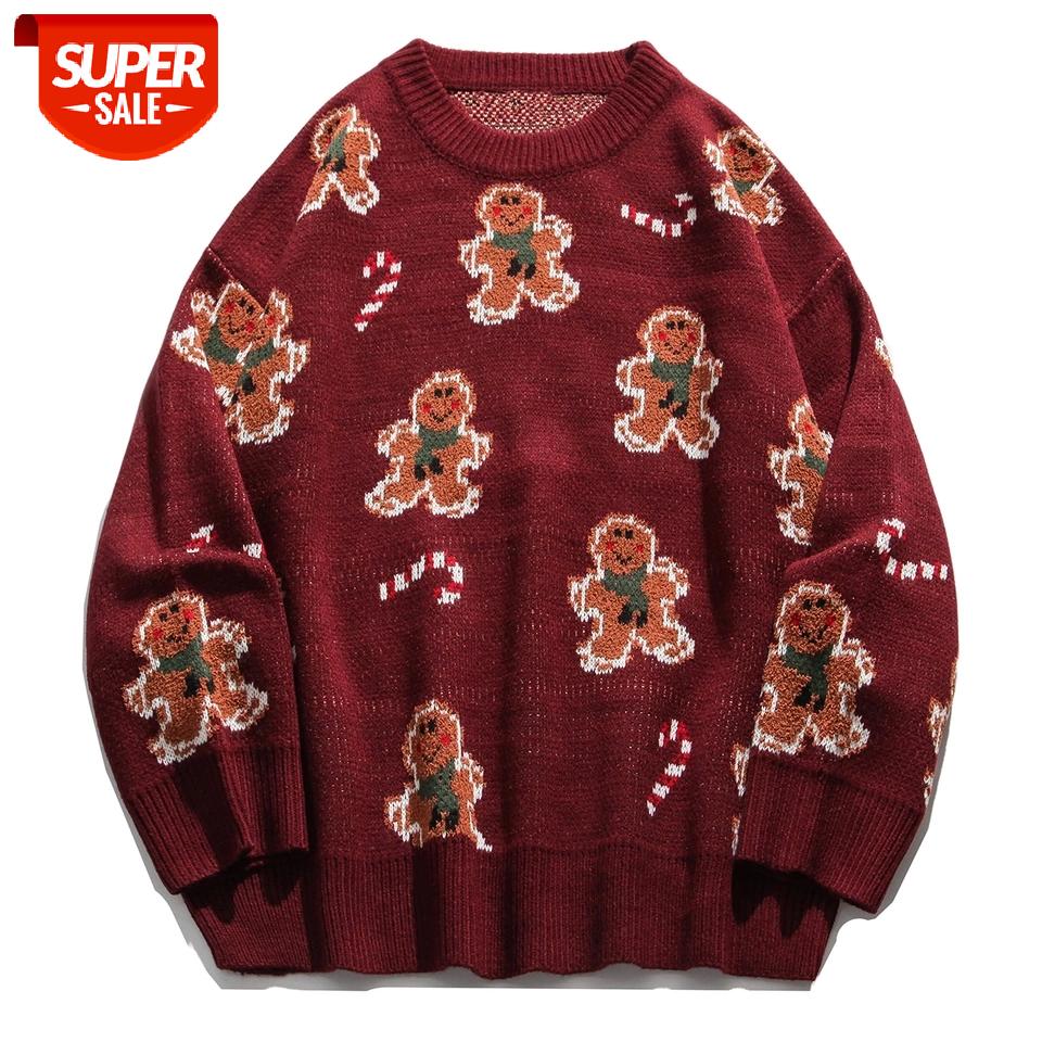 

Hip Hop Streetwear Mens Knitted Sweater Autumn Harajuku Clown Monster Sweater Oversize 2020 Cotton Loose Pullover Men Clothing #4X55, White;black