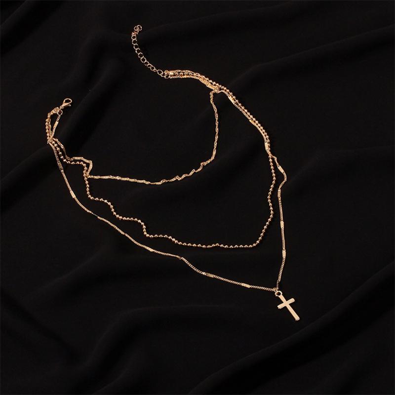 

Pendant Necklaces Multi-Layers Necklace Cross Shaped Neck Alloy Chain Fashion Jewelry Golden, Silver