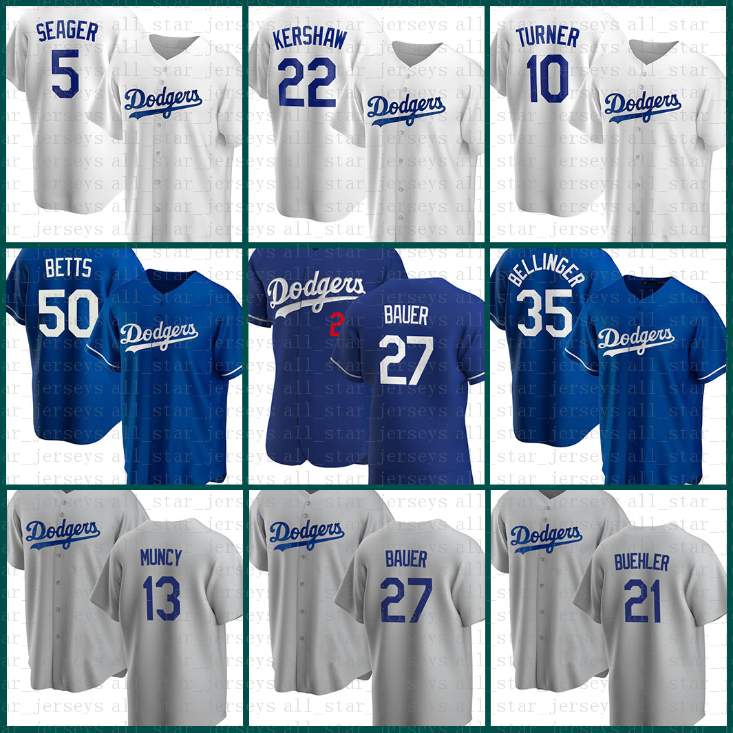 

27 Trevor Bauer Los 50 Mookie Betts Angeles Baseball Jersey Dodgers 35 Cody Bellinger Custom 22 Clayton Kershaw 5 Corey Seager Turner Beige, Blue;black