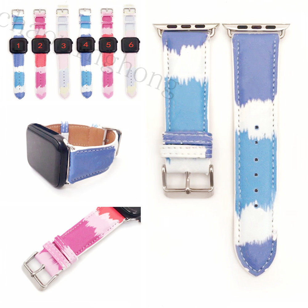 

Watch Bands 40mm For iPhone apple 6 series straps 42mm Wriststrap 44mm 45mm band 38mm Iwatch 7 Guard 41mm Summer changing color Beach Style for women leather