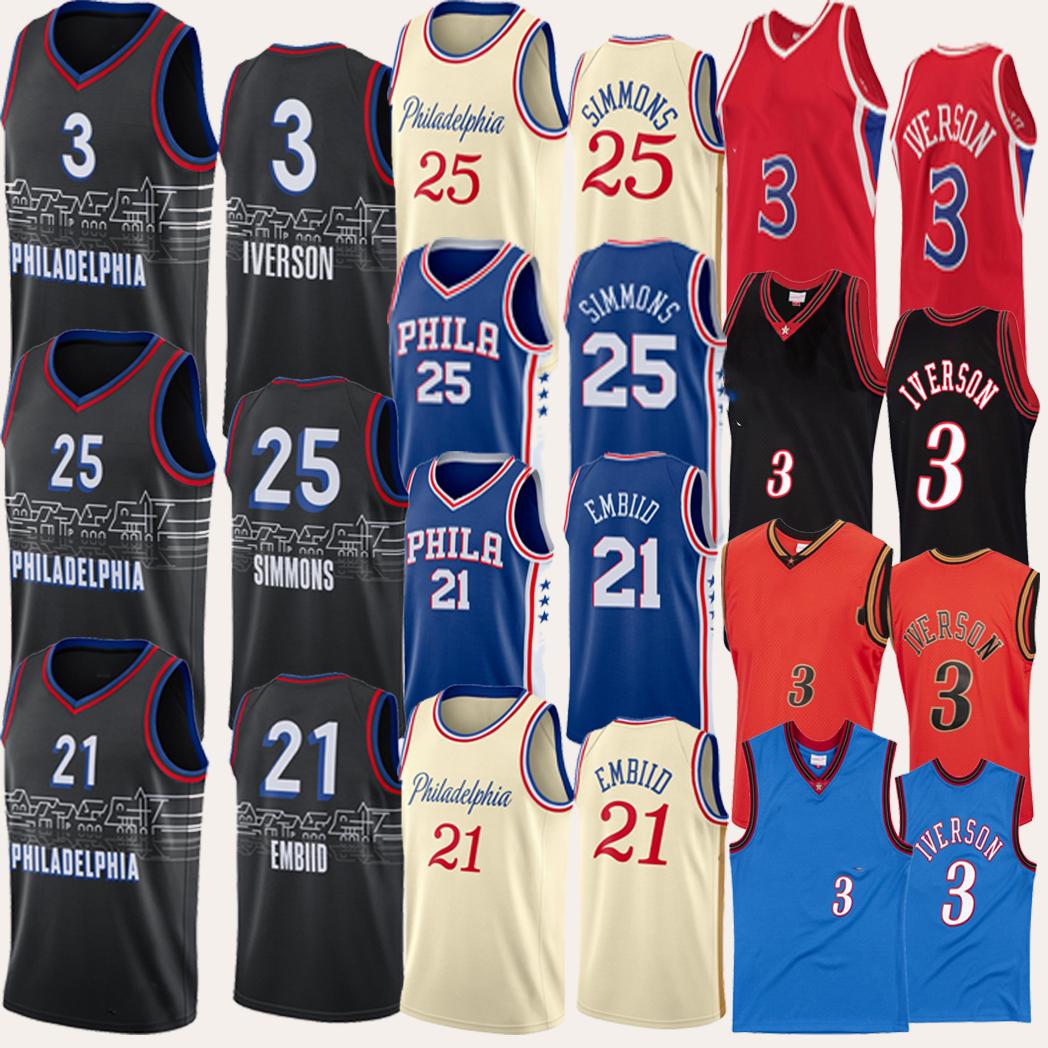 

Men PhiladelphiaJersey Ben Simmons 3 Iverson 21 Embiid 2020-21 #00 City Black Boathouse Row Jersey S-2XL, Color4
