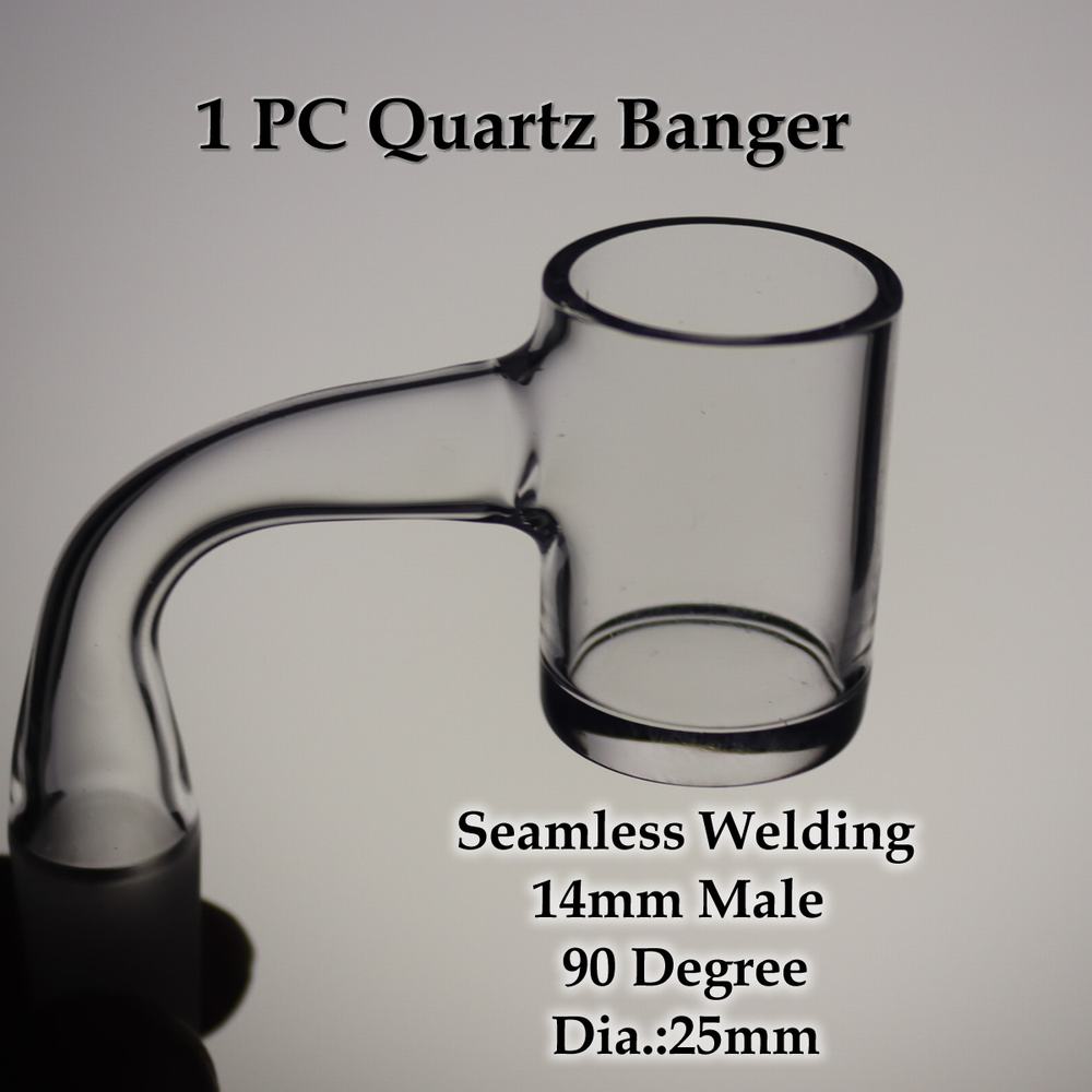 

Seamless quartz banger 14mm male 90 degree Dia.25mm accessories for dab rig and glass bong Full Welding