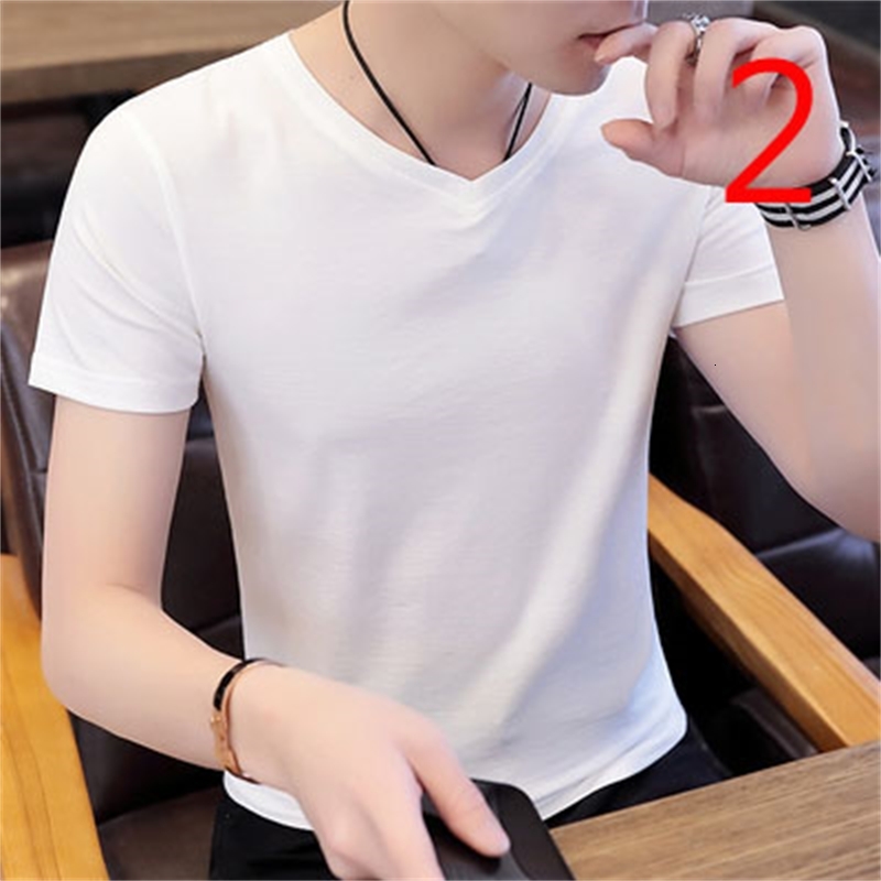 

2021 New Summer Thin Section Cotton T-shirt Korean Version the Trend of Self-cultivation Casual Round Neck Wild Men's Clothes M6e0