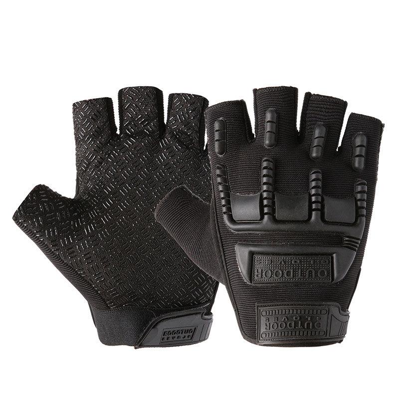 

Sports Gloves Outdoor Tactical Hiking Anti-skid Durable Camping Hunting Half Finger Paintball Army Combat Glove, Black