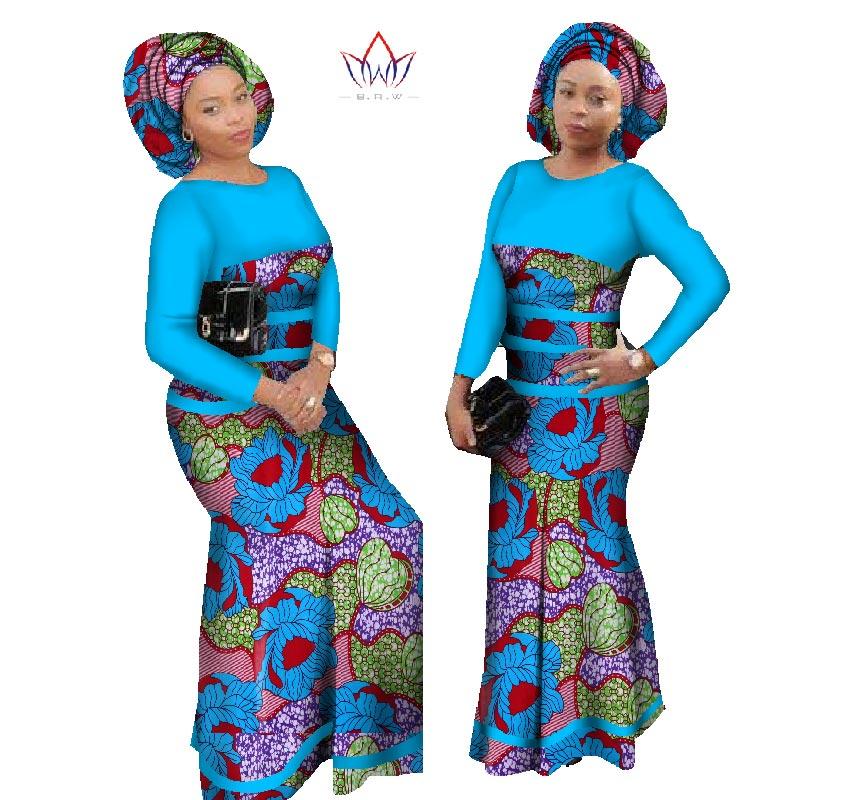 

Casual Dresses Design African Dress For Women Cotton Lace Print Patchwork Plus Size Bazin Riche Long Party WY996, 14