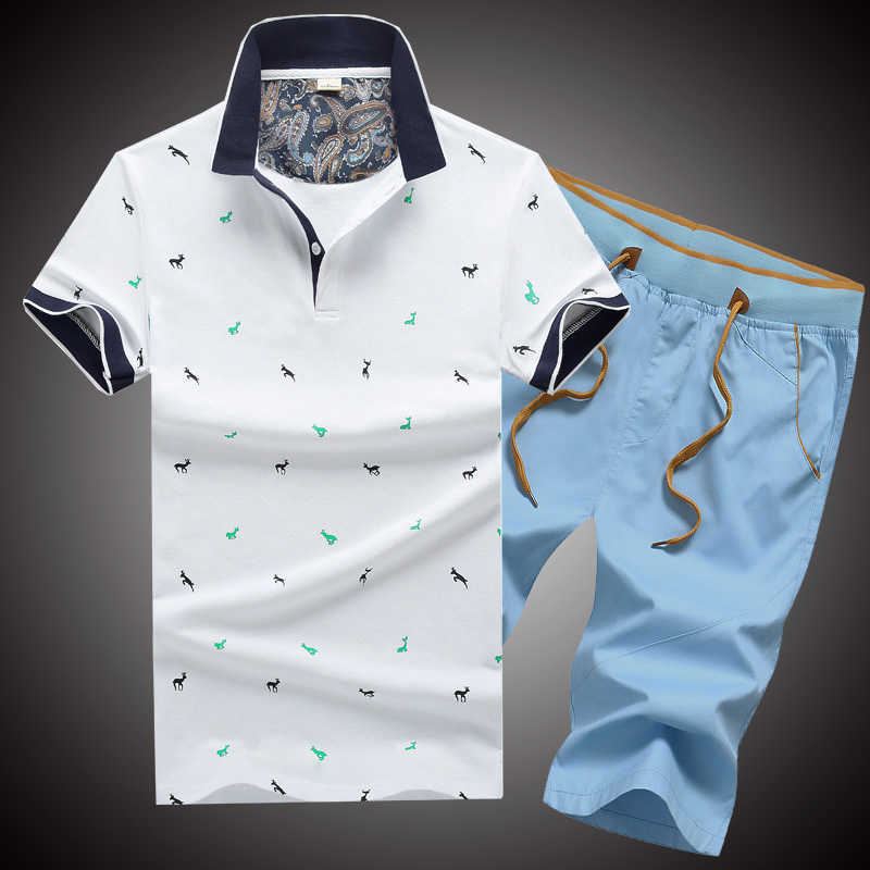 

MANTLCONX New Arrival Fashion Casual Summer Men's Sets Print Men Shorts + T shirt Men's Suit 2 Pieces Sets Plus Size 4XL Bottoms Y0831, Gray shirt lb004