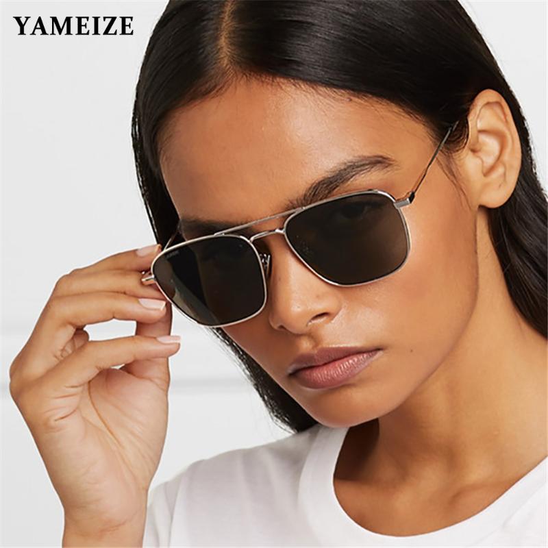 

Sunglasses YAMEIZE Classic Pilot Women Men Sun Glasses Luxury Retro Flat Top Metal Frame Eyewear UV400