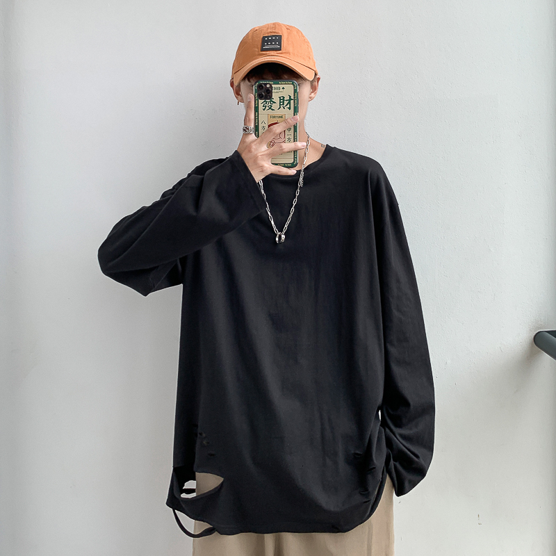 

New 2021 Autumn Spring Fashion One Pieces Black Hip Hop Tshirt Men's Long Sleeve Casual o Neck T-shirt Streetwear Top Tees Rnt1, T73 2