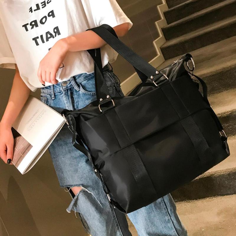 

New Women Shoulder Bags Simple Waterproof Nylon Handbag Single Shoulder Bag Solid Color Pocket Large Capacity Messenger Bags, Red