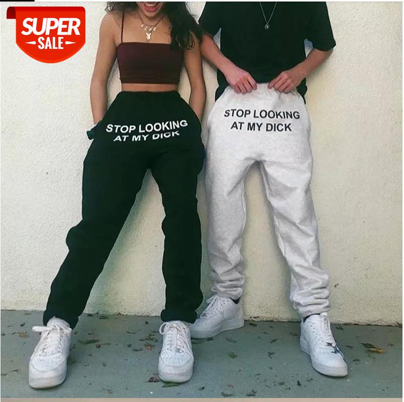 

Sweat Pant Letter Print Pantalon Mujer Mens Joggers Women High Waist Black Casual Trouser Hip Hop Funny Sweatpants Loose Femme #uP0Y