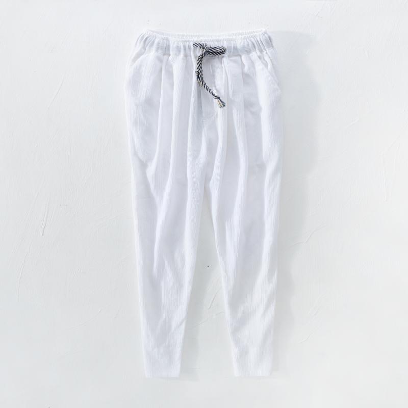 

Men's Pants 2021 Csaual Cotton And Linen White Men Autumn Summer Trousers Fashion Calf-length For Pantalones Broek