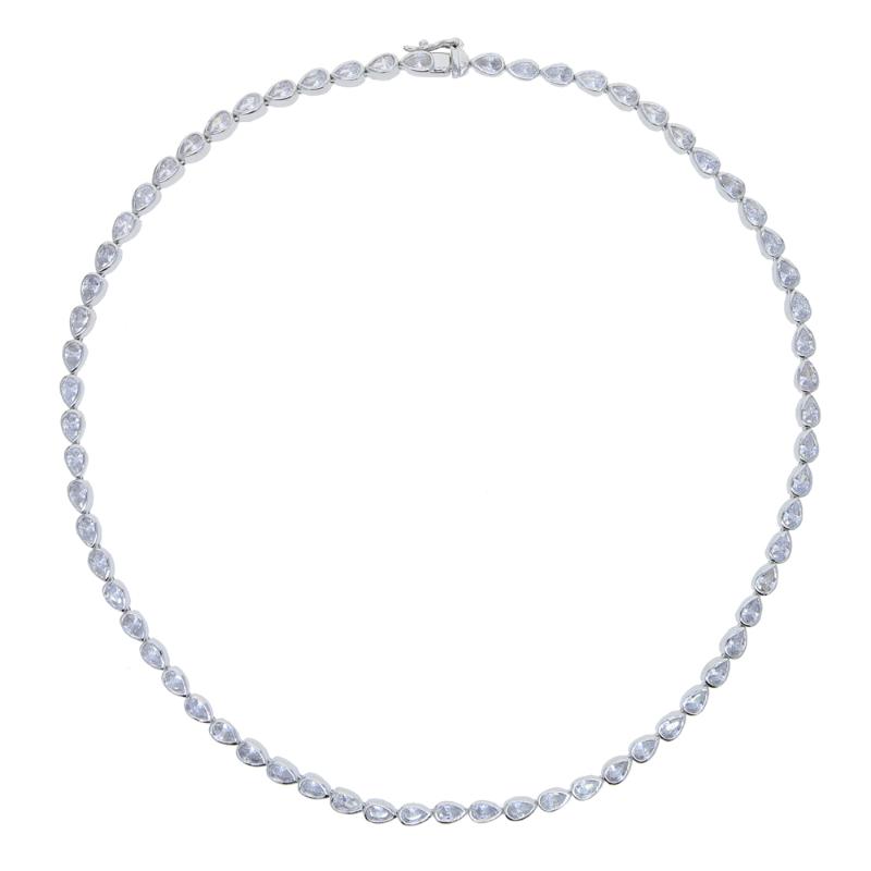 

Pendant Necklaces Wholesale Tear Drop Cz Paved Tennis Chain Choker Necklace With Gold Silver Color Plated Women Lady Hip Hop Jewelry