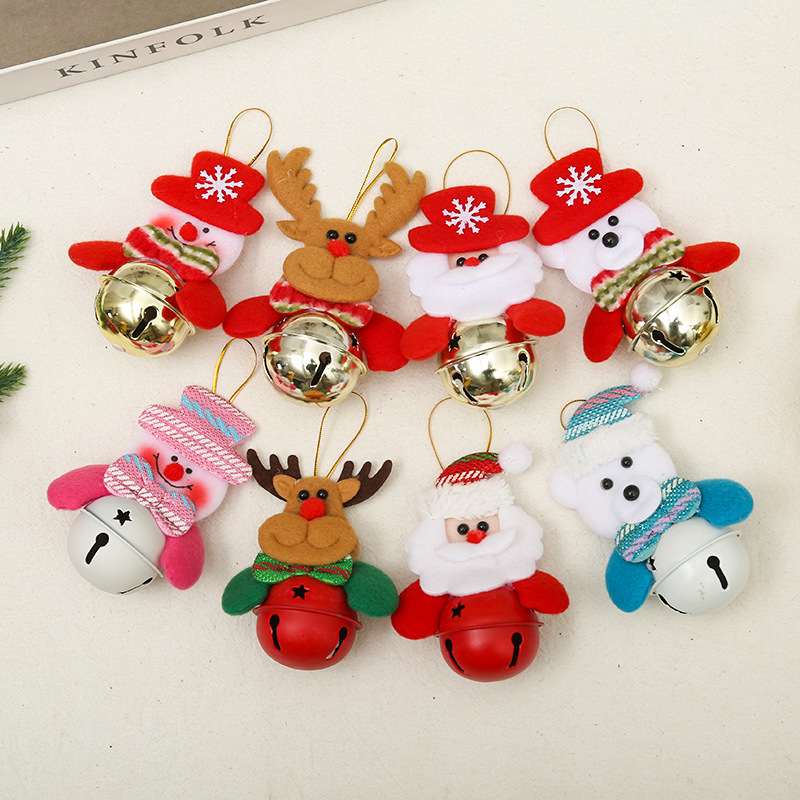 

Christmas Ornament Bells Santa Snowman Elk Bear Xmas Tree Jingle Door Hanging Pendants Home New Year Party Holiday Decorations Gift JY0717