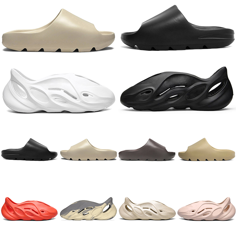 

Kanye Men Women Slides Outdoor shoes Bone Orange Earth Brown Desert Sand Resin Core Soot Slippers Triple Black White Mens Womens Sandals Size 32-47, #1 black 32-47