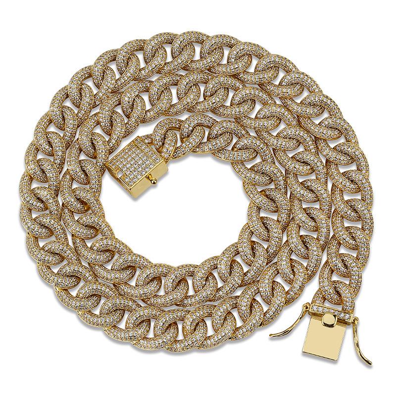 

Chains Hip Hop Micro Pave Cubic Zirconia Round Cuban Miami Chain Necklaces Gold Color CZ Stone Link Men Rapper Jewelry