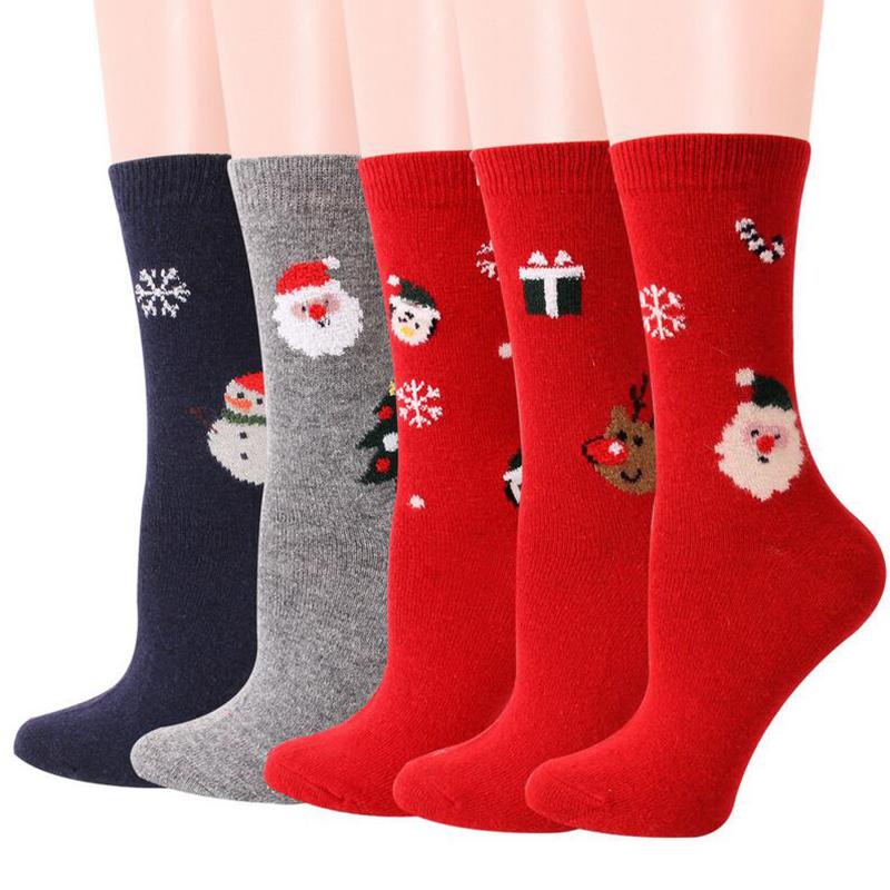 

Socks & Hosiery Christmas Women Coral Fleece Print Thicker Anti-slip Floor Carpet Warm Stocking For Woman Year 2021 Xmas Gift, Black;white