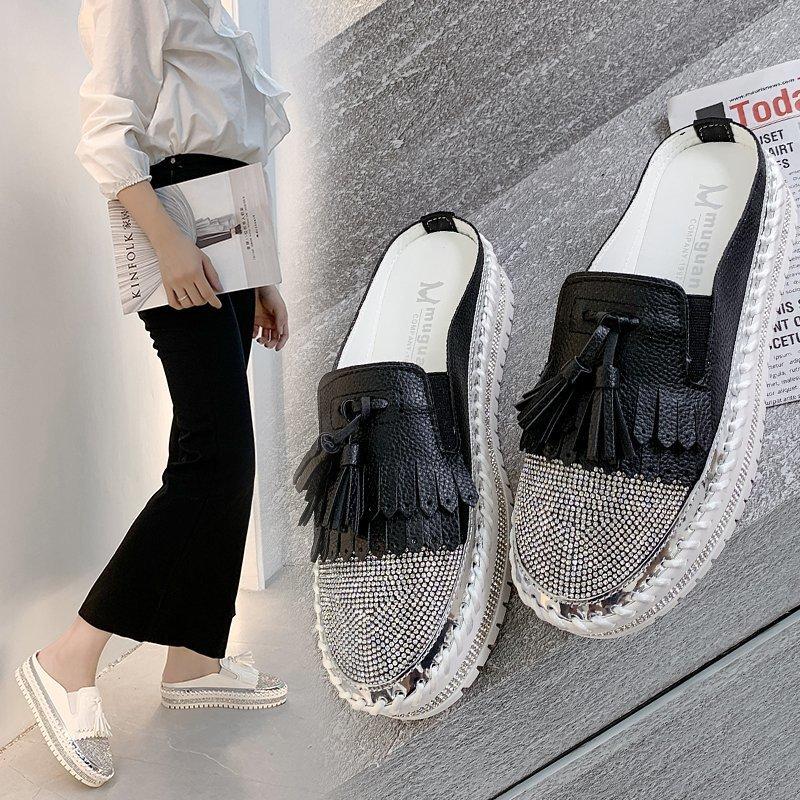

Female Shoes Slippers Flat Slides Fashion Big Size Platform Cover Toe Jelly Flip Flops 2021 Luxury Glitter Autumn Rubber PU Basi