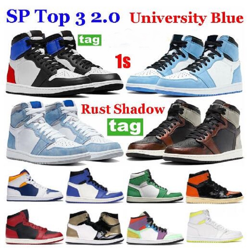 

University Blue 1 1s basketball shoes men women sneakers light smoke grey twist high dark mocha chicago obsidian UNC shadow mid mens trainers, Color 11